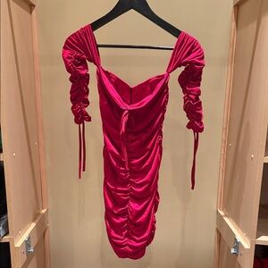 Elegant Red Ruched Dress